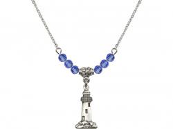  Lighthouse Medal Birthstone Necklace Available in 15 Colors 