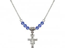  San Damiano Crucifix Medal Birthstone Necklace Available in 15 Colors 