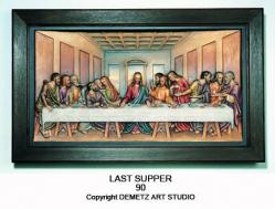  Leonardo Da Vinci Last Supper Relief w/Frame in Linden Wood 