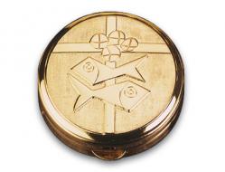  \"Fish, Loaves, Cross\" Communion Pyx - 9 Small Hosts 