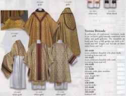  Maniple Chasuble - Verona Brocade 6480 Series - Velvet & Gold Galloons - Gold Brocade 