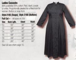  Ladies Cassock - Snap Front - Pleated - 65% Poly/35% Cotton 