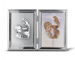  SILVER PLATE COMMUNION BOY PHOTO ALBUM FRAME 