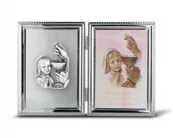  SILVER PLATE COMMUNION GIRL PHOTO ALBUM FRAME 