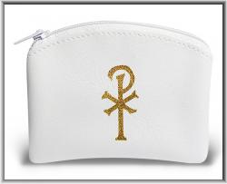  WHITE CALF GRAIN VINYL ROSARY POUCH (6 PC) 