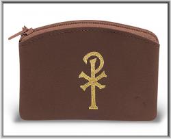  BROWN CALF GRAIN VINYL ROSARY POUCH (6 PC) 