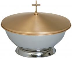  Portable Baptismal Bowl - Stainless Steel - Bronze Cover - 16\" Dia - 13\" Ht 