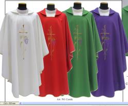  \"Cross/Wheat\" Chasuble - Primavera Fabric - 100% Poly 