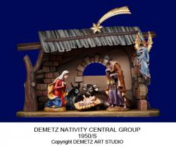  Small \"Demetz\" Christmas Nativity Stable In Wood 