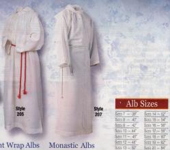  Altar Server - Deluxe Monastic Alb - No Hood - Medium Weight - 65% Poly/35% Cotton 