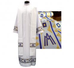  Pure White \"Marian\" Overlay Stole - Primavera Fabric - 100% Poly 