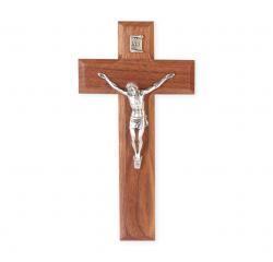  8\" WALNUT CRUCIFIX WITH SILVER CORPUS 