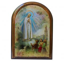  O.L. OF FATIMA WOODEN ARCHED PLAQUE 