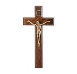  7\" WALNUT CROSS WITH GOLD CORPUS 