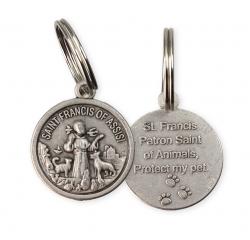  ST. FRANCIS ROUND PET TAG WITH SPLIT RING BLESS & PROTECT (2 PC) 