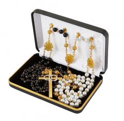  Faux Pearl Bead Rosary Set 