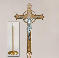  High Polish Finish Bronze Floor Processional Crucifix: 4445 Style - 87\" Ht 