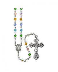  MULTI-COLOR TIN CUT MULTI-FACETED CRYSTAL BEAD ROSARY 