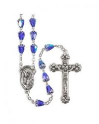  SINGLE CAPPED SAPPHIRE GLASS BEAD ROSARY 