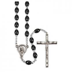  QUADRUPLE LINK BLACK PLASTIC BEADS ROSARY (2 PC) 