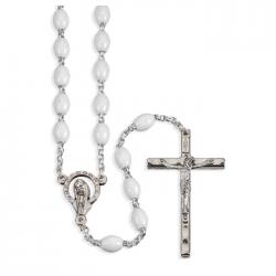  QUADRUPLE LINK WHITE PLASTIC BEADS ROSARY (2 PC) 