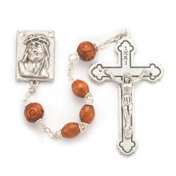  NATURAL PALISSANDER WOOD BEAD ROSARY 