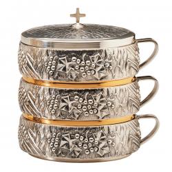  Grape & Wheat Motif Triple Stacking Ciborium Set w/Lid 