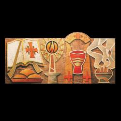  Holy Orders/Ordination Symbol Plaque in Wood, 36\" x 18\" x 2\" 