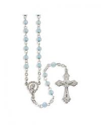  LIGHT BLUE AND CLEAR GLASS BEAD ROSARY 