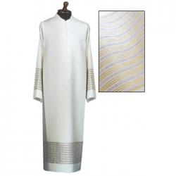  Ivory Alb - Woven Insert - Shoulder Zipper - Misto Lana Balza Fabric - 95% Wool/5% Gold Thread 