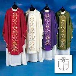  \"Embroidered\" Chasuble - With Panel - Misto Lana Fabric - 45% Wool/55% Poly 