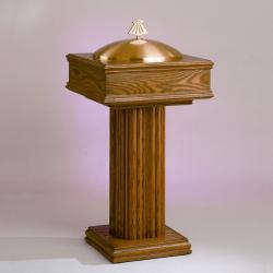  Oak Wood/Bronze Baptismal Font: 2828 Style: 24\" Square 