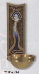  Satin Finish Blue/White Enamel Bronze Holy Water Font: 7744 Style - 3\" Bowl 
