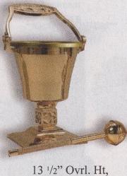  High Polish Bronze Holy Water Pot & Sprinkler: 9988 Style 