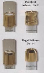 Satin Brass Pontifical Draft Style Candle Burner/Follower - 3 1/2\" 