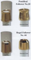  Satin Brass Regal Candle Draft Style Burner/Follower - 1 1/2\" Dia 