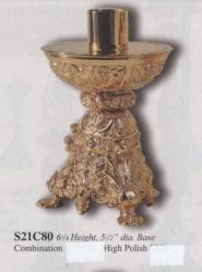  Combination Finish Bronze Altar Candlestick: 2180 Style - 1 1/2\" Socket 