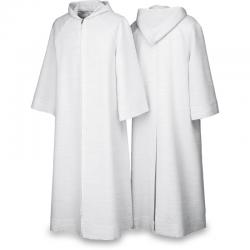  White Washable Choir/Server Alb - Capuche & Zipper - Prisma Fabric 