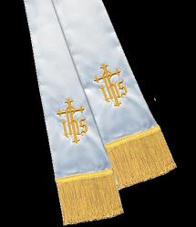  Empress White Satin Pulpit Stole With Symbol (Polyester) 