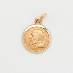  10k Gold Small Round Saint Padre Pio Medal 