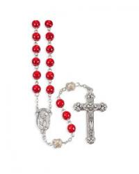  GARNET SWIRL GLASS BEAD ROSARY 