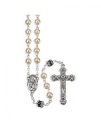  IMITATION FAUX PEARL GLASS BEAD ROSARY 