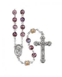  PURPLE SWIRL GLASS BEAD ROSARY 