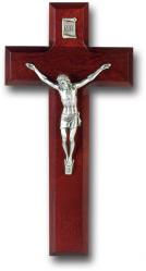  8\" Wood Cross With Antiqued Silver Plated Corpus 