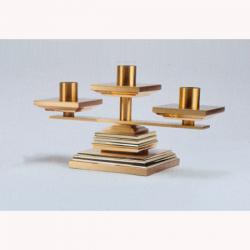  3, 5, 7 Lite Combination Finish Bronze Altar Candelabra: 1120 Style - 7\" Square Base 