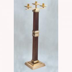  3, 5, 7 Lite Combination Finish Bronze Candelabra w/Wood Column: 1120 Style - 1 1/2\" Socket 