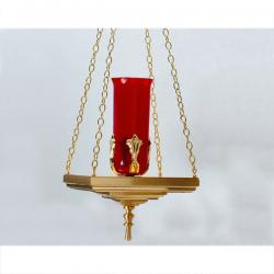  Combination Finish Bronze Hanging Sanctuary Lamp With Bracket: 1120 Style - 11 1/2\" Square Bobeche 