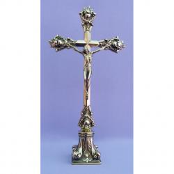  Standing Crucifix in Shiny Brass, 14.5\" 