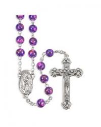  AMETHYST MOSAIC GLASS BEAD ROSARY 