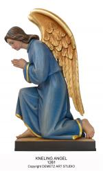  Angel Kneeling Left Statue in Linden Wood, 22\" & 30\"H 